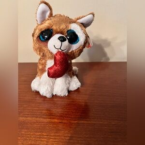 Ty Valentine's Day Beanie Boo's 10"  Smootches the Brown Dog Plush